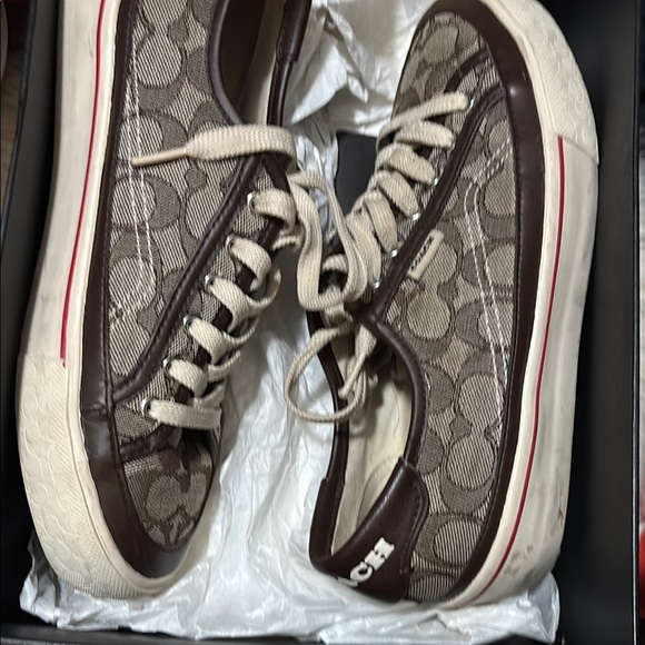 Coach Brown High-Top Sneakers with Monogram Pattern - Picture 1 of 1